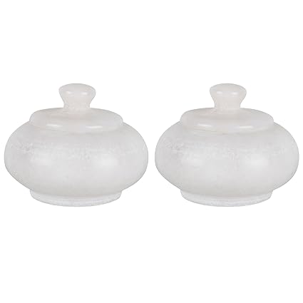 white marble handcarved sindoor dani / kumkum box ( set of 2) By NikkisPride