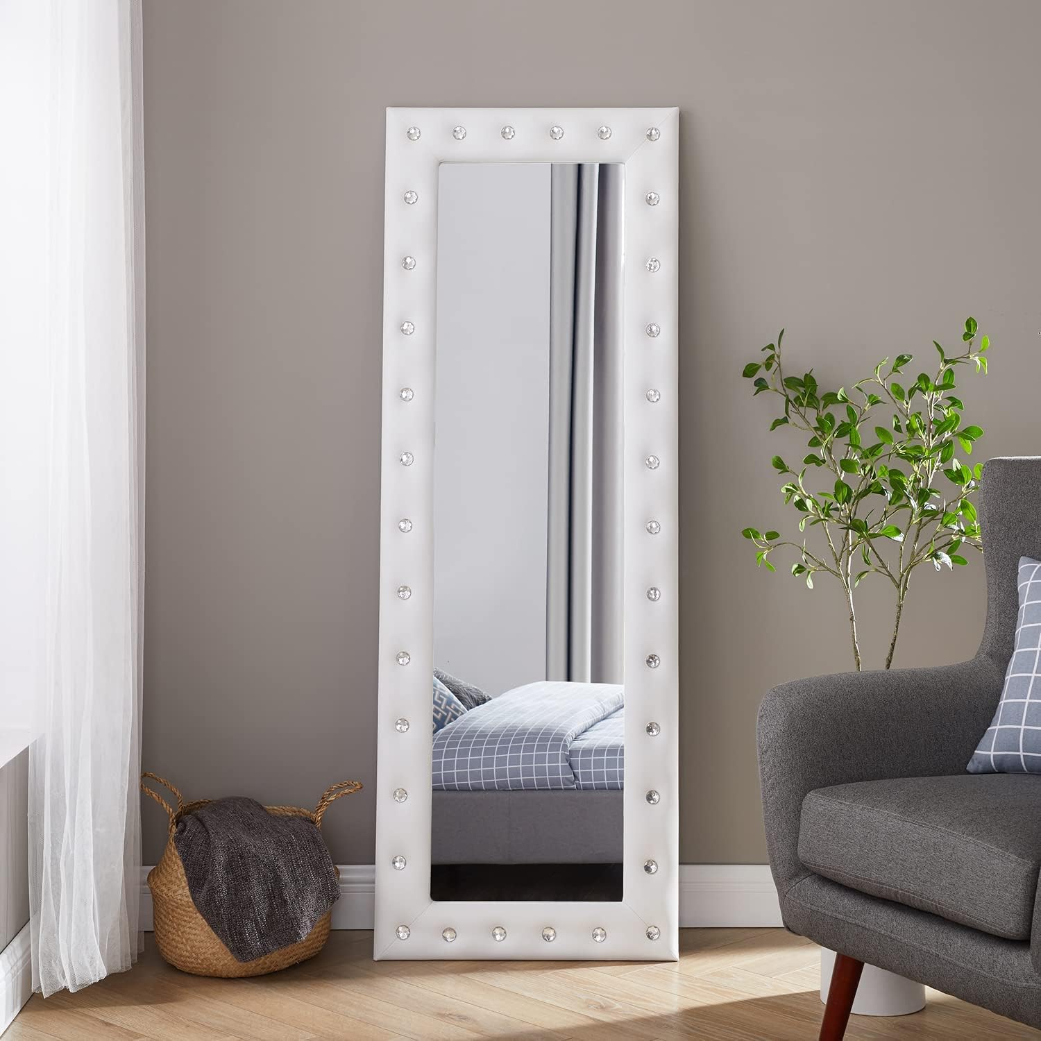 Tall Mirror Full Body Oversized Mirror Crystal Tufted Full