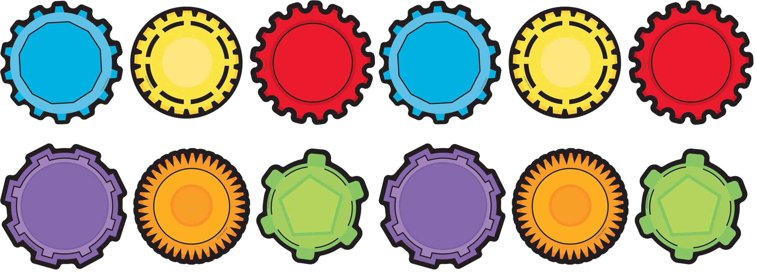 Carson Dellosa 36-Piece Gear Bulletin Board Cutouts, Red, Yellow and Green Cutouts for Bulletin Board, Science, and STEM Classroom Décor, STEM Cutouts for Classroom (Pack of 2)