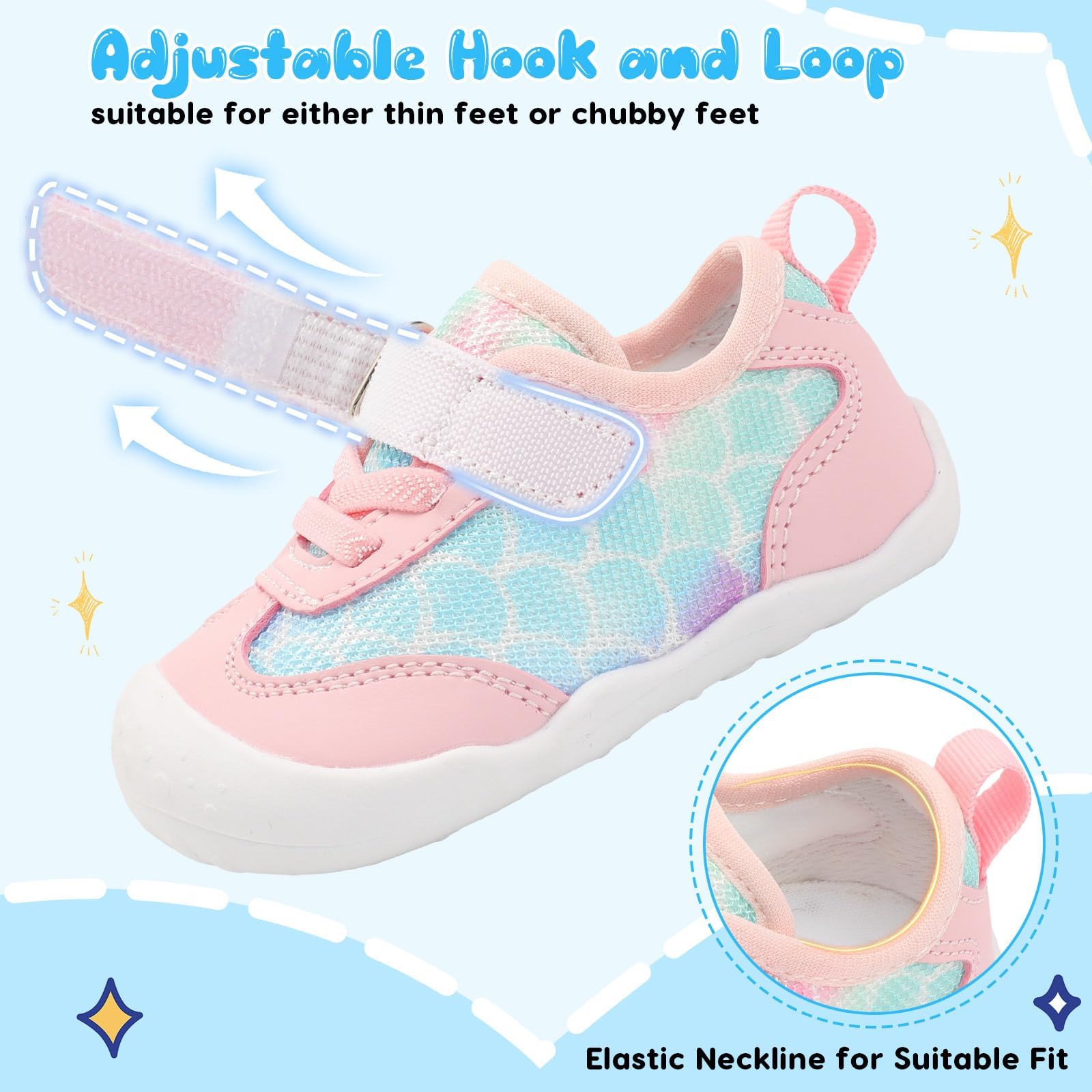 JIASUQI Baby Barefoot Shoes Boy Girls First Walking Shoe Infant Breathable Sneakers Lightweight Non-Slip Crib Shoes Indoor Outdoor - 4