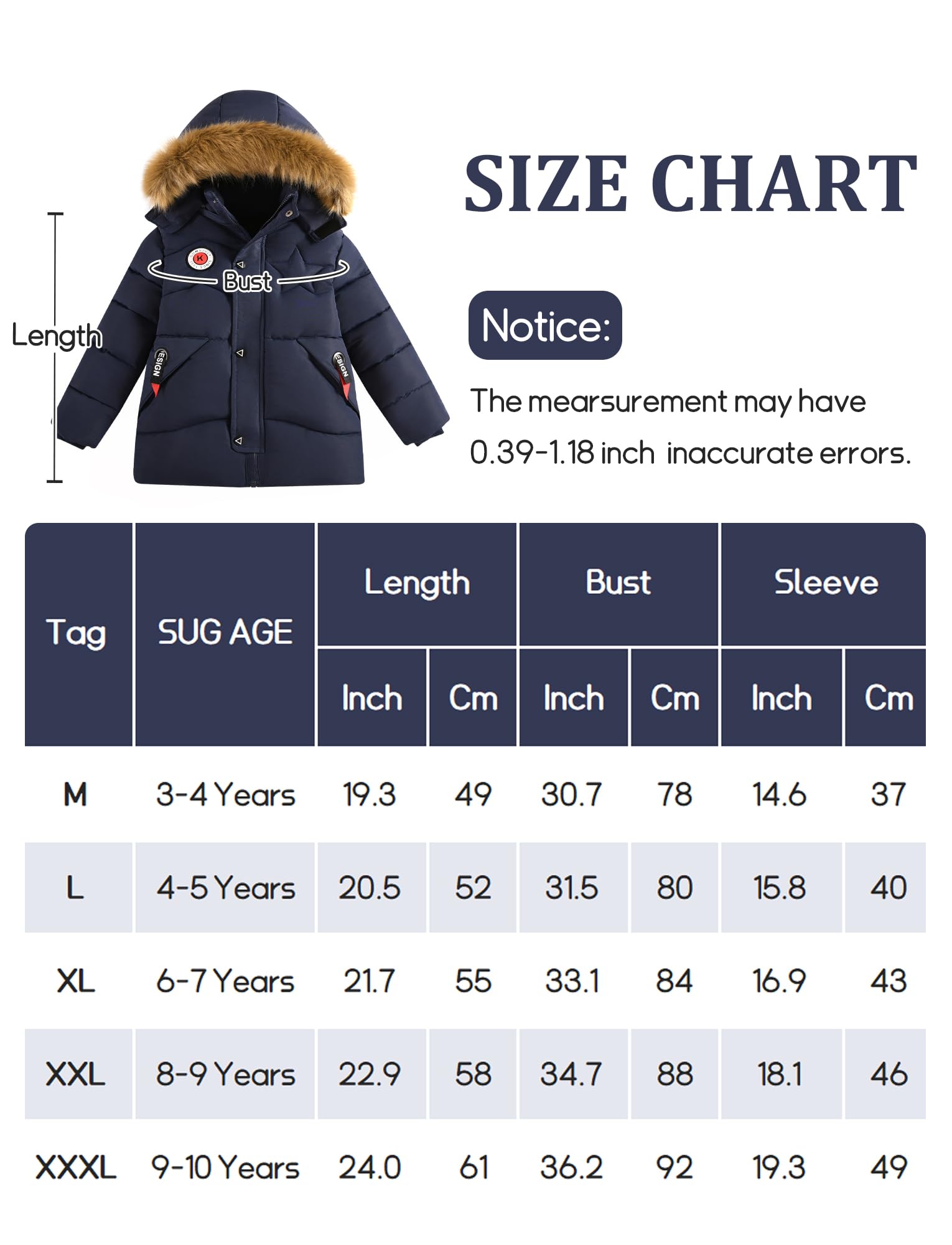 SEAUR Manteaux Enfant Garçon Doudoune Chaud Veste d'hiver Automne Parka Matelassée Doublée avec Capuche Fermeture Éclair 3-10 ans