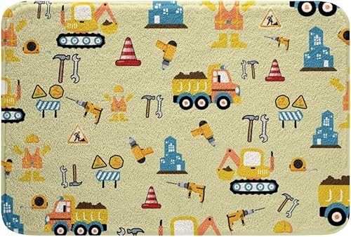 Alfombra de baño de construcción, alfombra de construcción de camión volquete para niños y niños, alfombra de camión, alfombra de tractor y