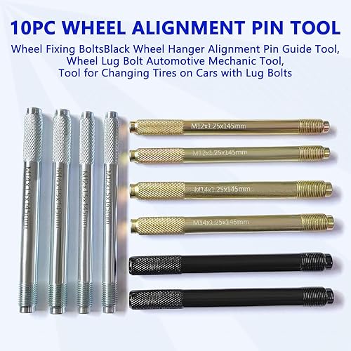 Miniatura 4 de ZKTOOL 2 pines de alineación de rueda, pernos de fijación de rueda, herramienta de guía de pernos de alineación de suspensión de rueda negra,