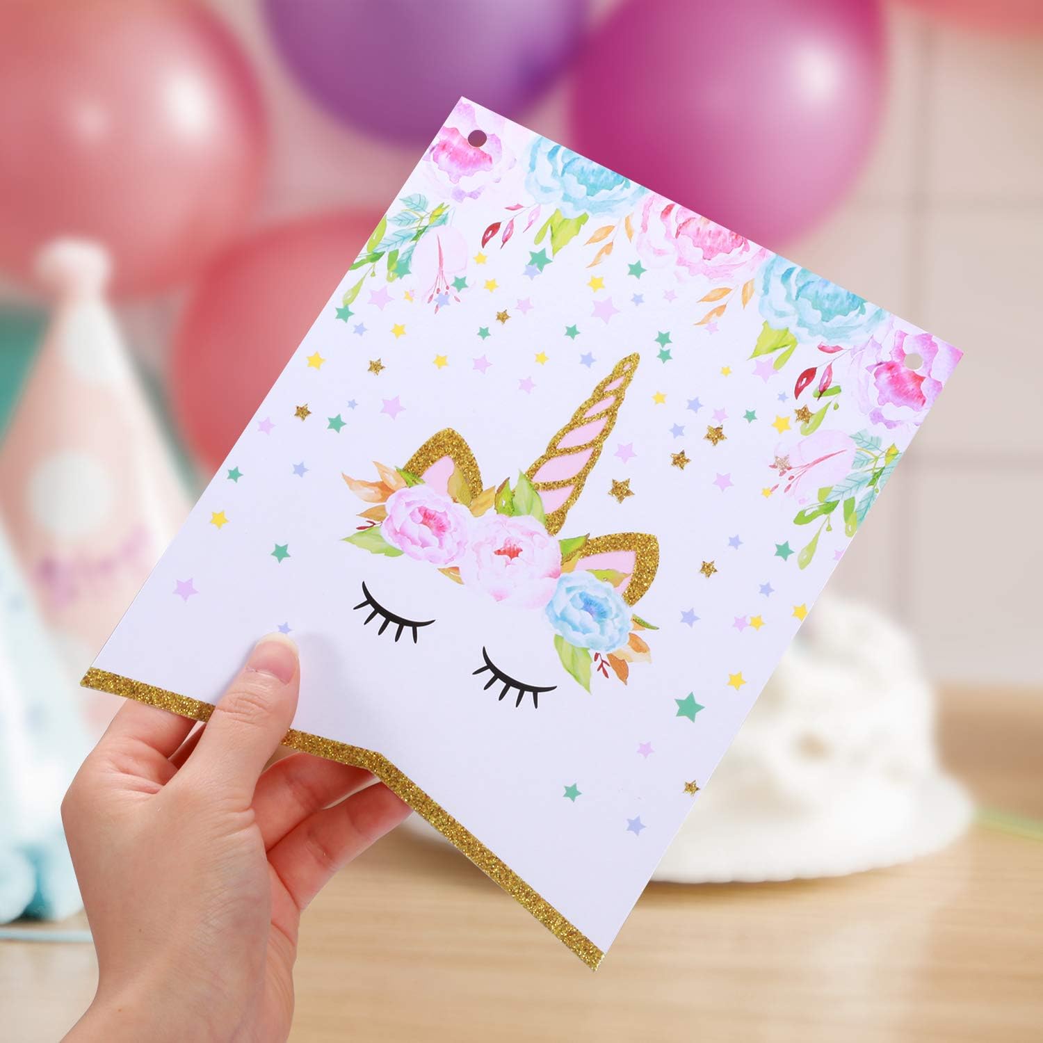 Rainbow Unicorn Party Supplies Set - Serves 25 - Including Unicorn Banner, Plates, Cups, Napkins, Straws and Tablecloths