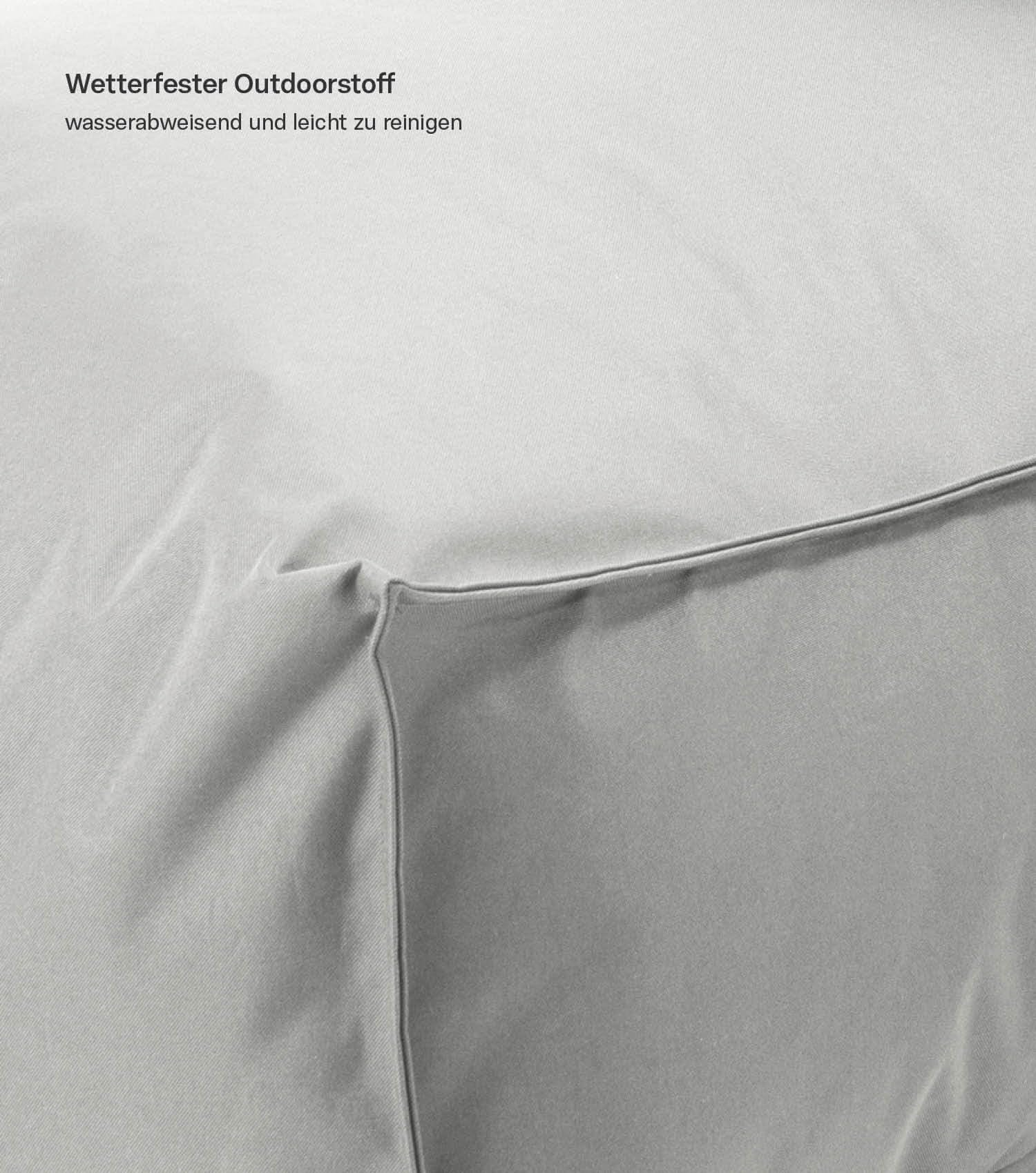 mokebo Sitzsack mit Hocker für Kinder & Erwachsene 'Der Sundowner', Bean Bag mit Füllung oder Bodenkissen für Indoor & Outdoor, auch als Liegekissen, Relaxliege oder Liege in Grau