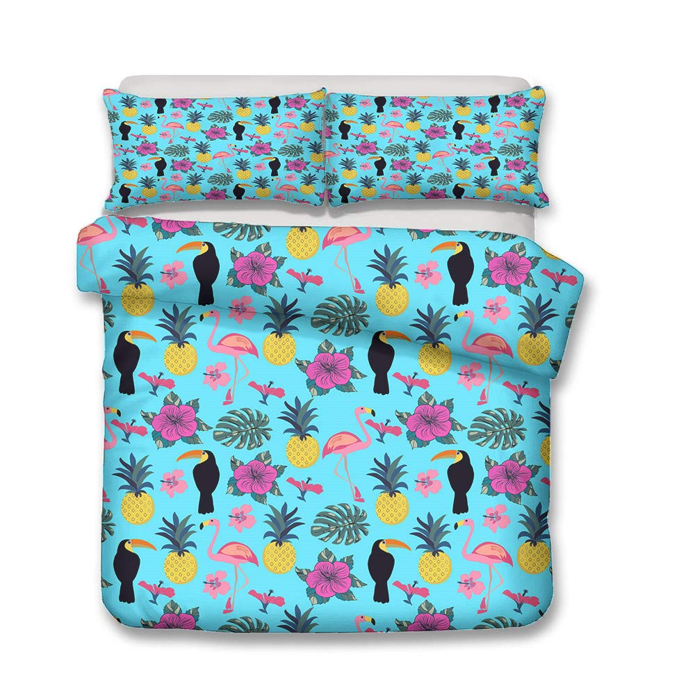 Linge de lit toucan 4 pièces 220x240 cm pour un lit sans plis et facile à repasser