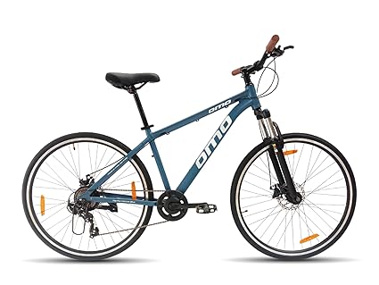 Omobikes Alloy Hybrid S7 | Alloy Frame Hybrid Cycle | 7 Speed Shimano Gears | Dual Disc Brakes | 700C 29T |15+ Years Unisex Adult (Blue 17