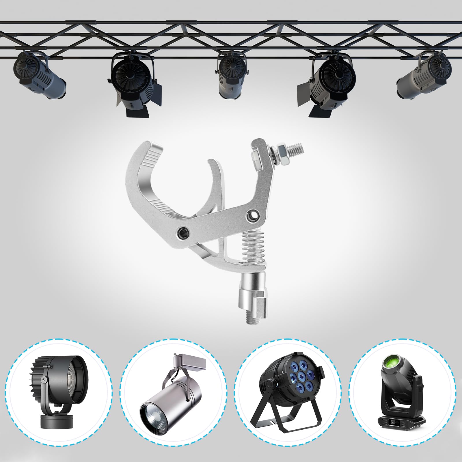 Paquete de 8 Abrazaderas para Luces de Escenario | Abrazaderas de Aleación de Aluminio para Armazón, Abrazaderas Resistentes para Montaje en Armazón de Luces de Escenario