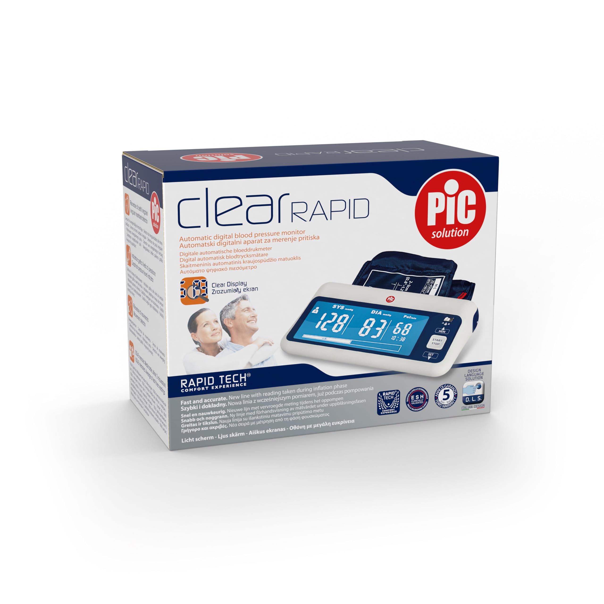 Pic Solution ClearRAPID Monitor de Presión Arterial Automático Tipo Brazo, Unisex