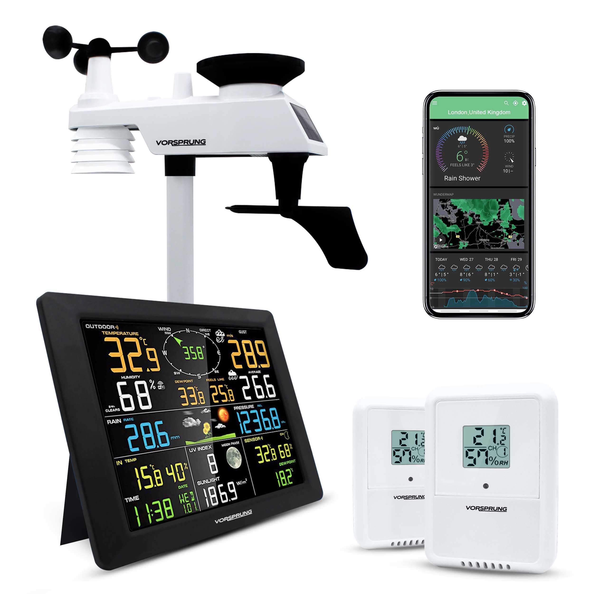The ONLY 7 in 1 SMART WIFI Weather Station with 2XOutdoor Wireless