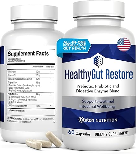 Healthy Gut Restore - Suplementos de salud intestinal, prebióticos y probióticos para la salud digestiva, apoyo inmunológico, alivio de la