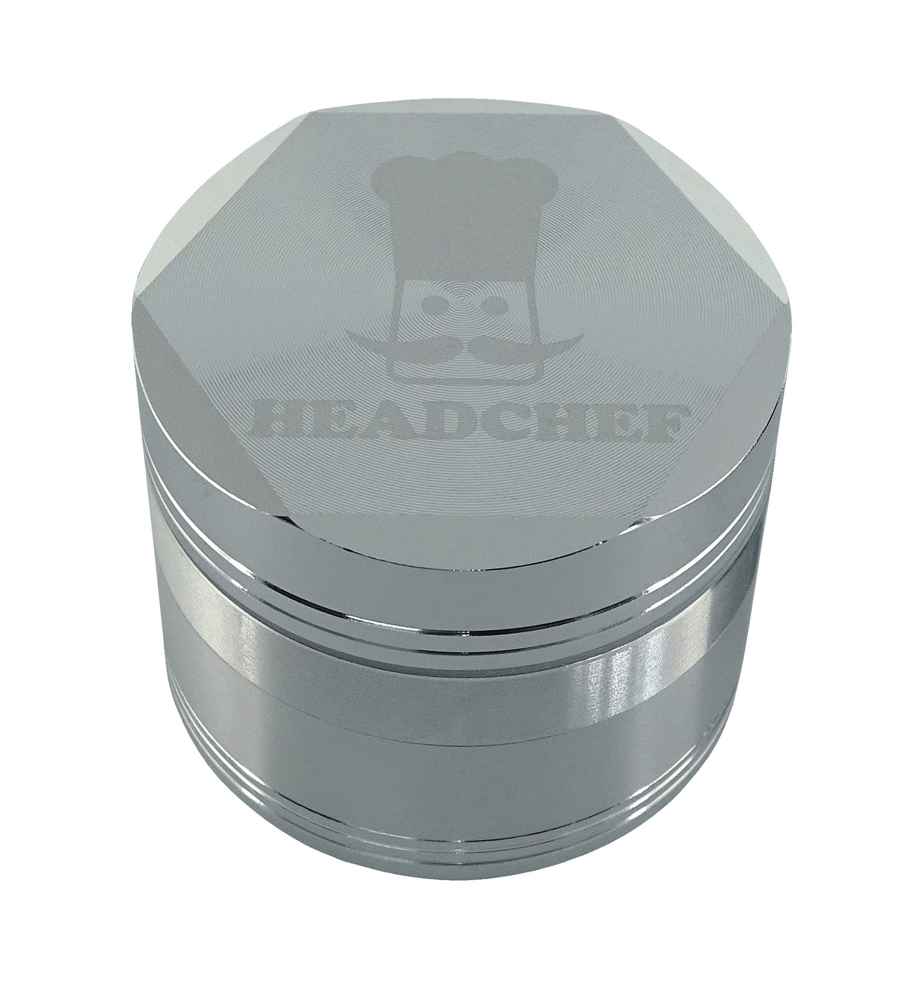 Headchef Silver Hexcellence Metal Herb Grinder With Sifter Scraper – 4 Piece Grinder, 55Mm,