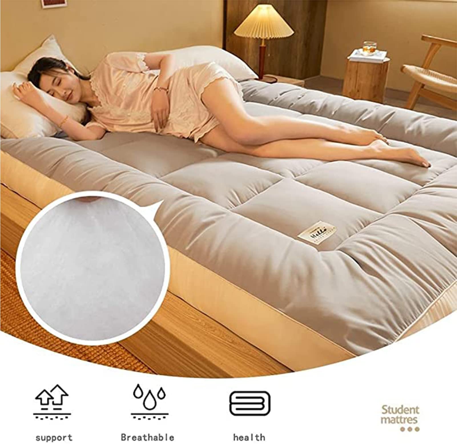 Japanische Bodenmatratze Dicke Futon Matratze dicke Tatami-Matte Liegenunterlage Faltbare Rollmatratze Jungen Mädchen Schlafsaal Matratzen,A,180x200cm