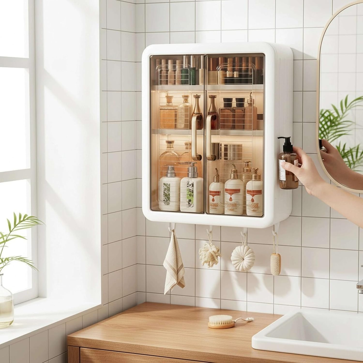 Self Adhesive Bathroom Shelf for Wall Shelf Organizer Wall Mounted Bathroom Shelves Rack Holder Stand for Bathroom Accessories Organiser Without Drill (White)-image-22