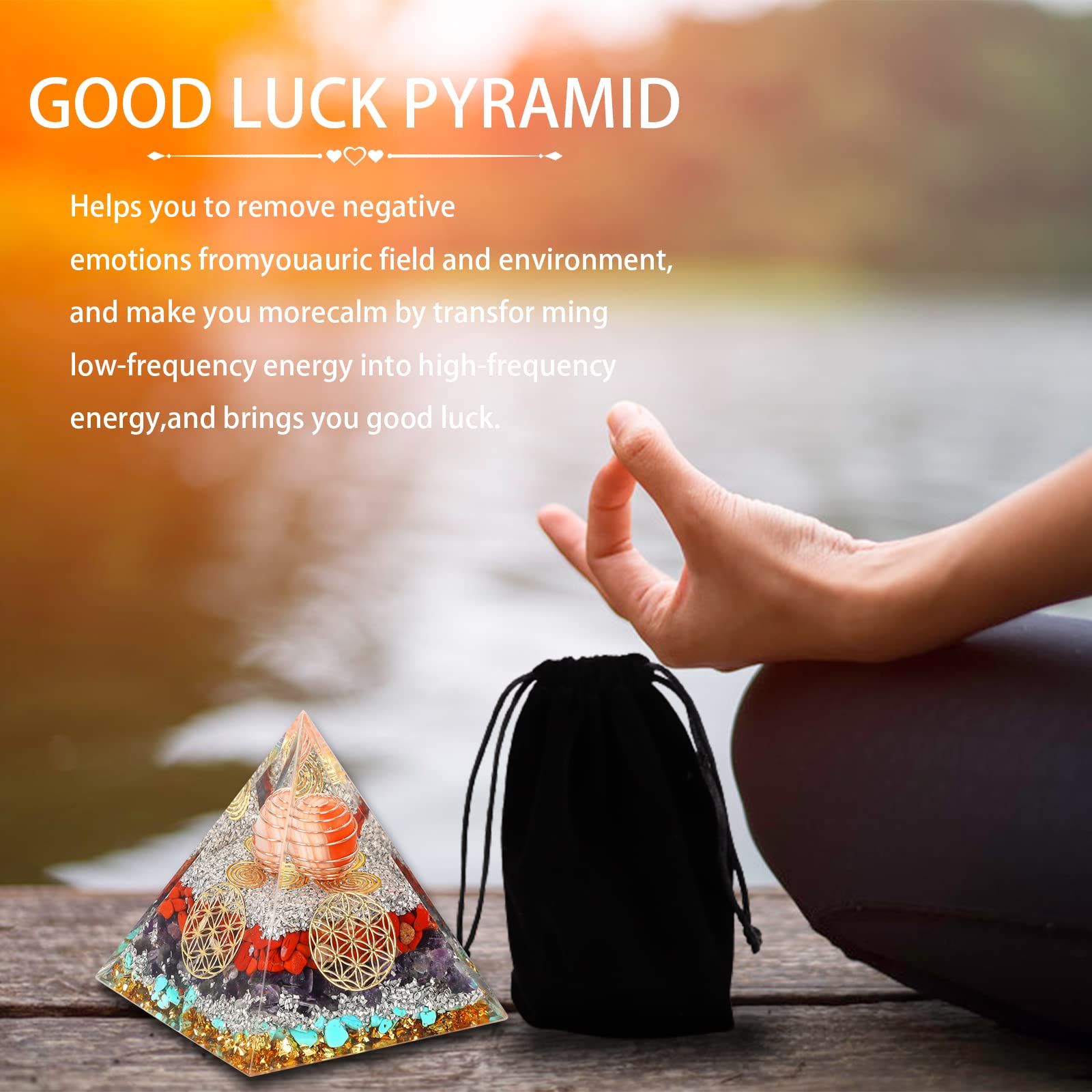 Piramide Orgonite Con Ametista E Albero Della Vita - Per Meditazione, Yoga E Energia Positiva, 6cm - Decorazione Spirituale - Foto 2