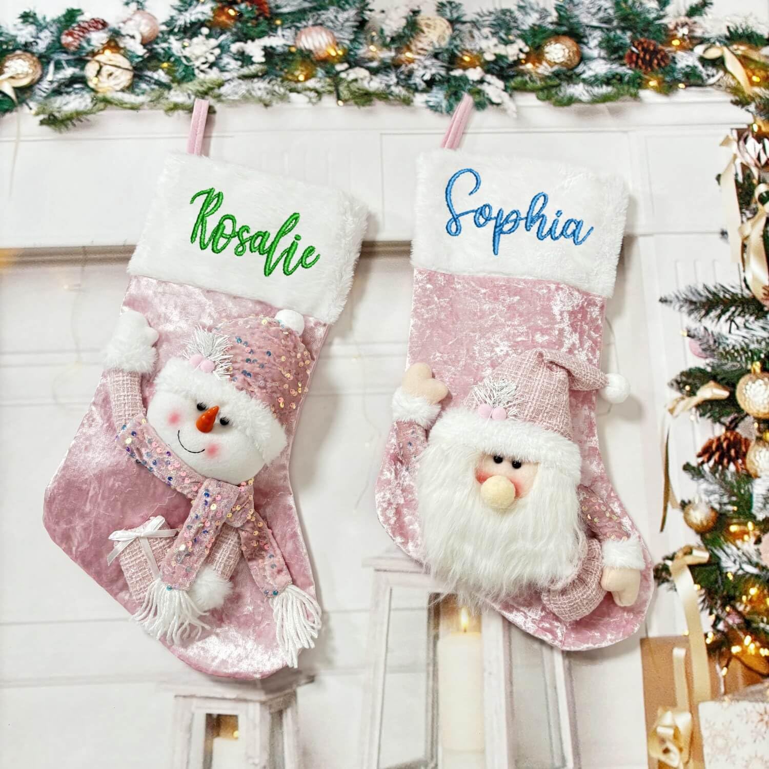 Calze di Natale personalizzate con nome ricamato, 45,7 cm, grandi, lavorate a maglia, per bambini e famiglia, per feste in famiglia (una per ogni stile)