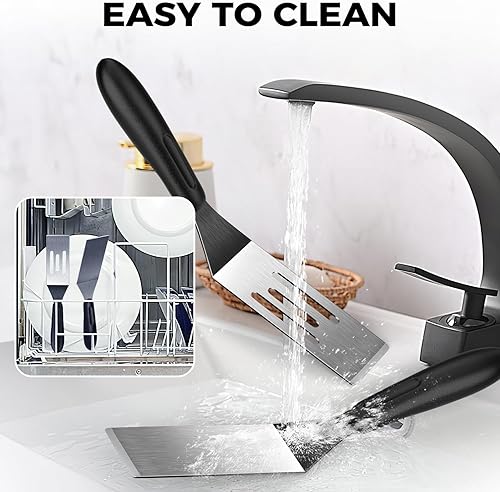 Miniatura 7 de Espátula pequeña de 2 piezas, espátulas de metal para uso en cocina, mini espátula de acero inoxidable para servir y cocinar, ideal para brownies,