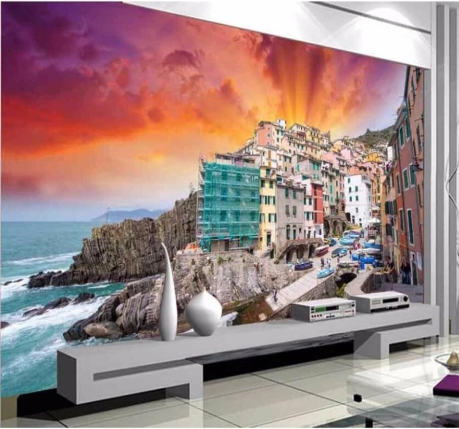 Xlming 250Cm×170Cm(B×H) Beautiful Sky Architecture Sea Landscape 3D Wallpaper Luxury Home Dining Decor Paste Sofa Living Room The Wall For Bedroom Mural-250Cm×170Cm