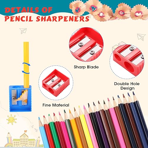 Miniatura 3 de 240 sacapuntas a granel de tamaño de bolsillo cuadrado manual para niños, sacapuntas de doble agujero, a granel para bolsas de regalos, oficina,