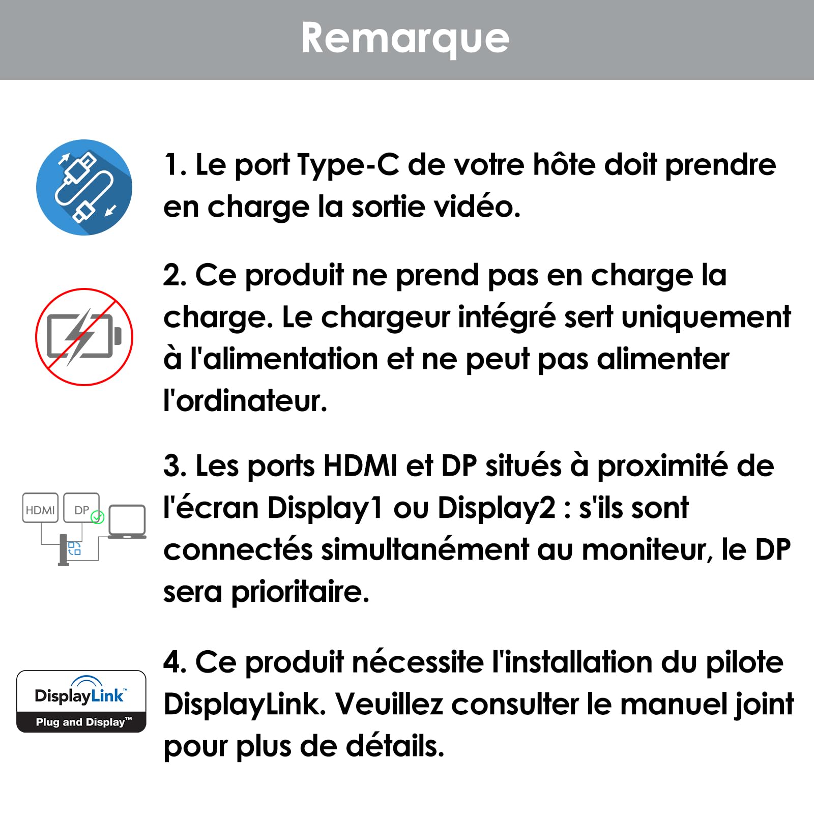 WAVLINK Station d'accueil Displaylink, Station d'accueil Universelle USB C avec 2 × HDMI & DP, Ethernet Gigabit, 6 × USB 3.0, Audio, Microphone, Compatible avec Mac OS et Windows