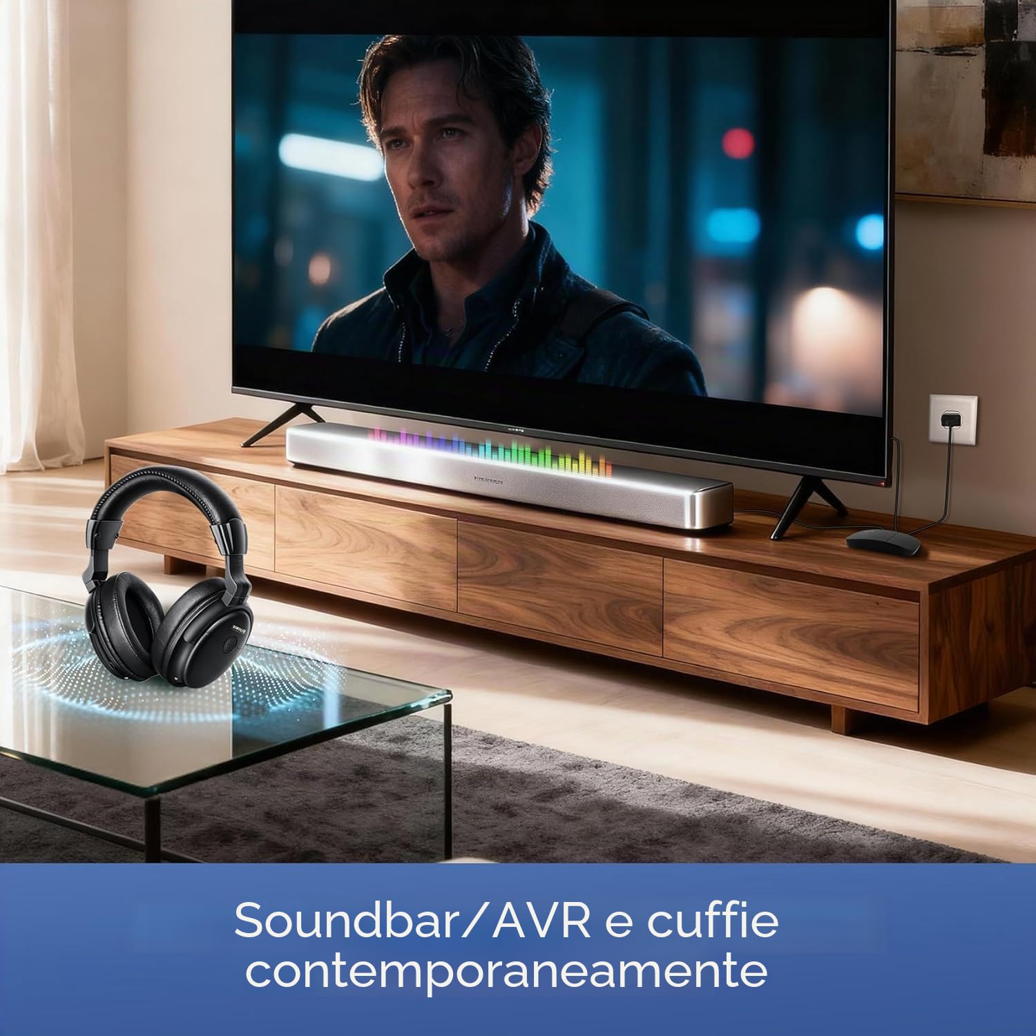 SIMOLIO Digitale Cuffie Wireless per TV Senza Fili per Anziani, 2,4GHz Cuffie TV Wireless con batteria di riserva, Ottica, RCA, 3,5mm AUX, Portata di 100 Piedi - SM-825D Pro