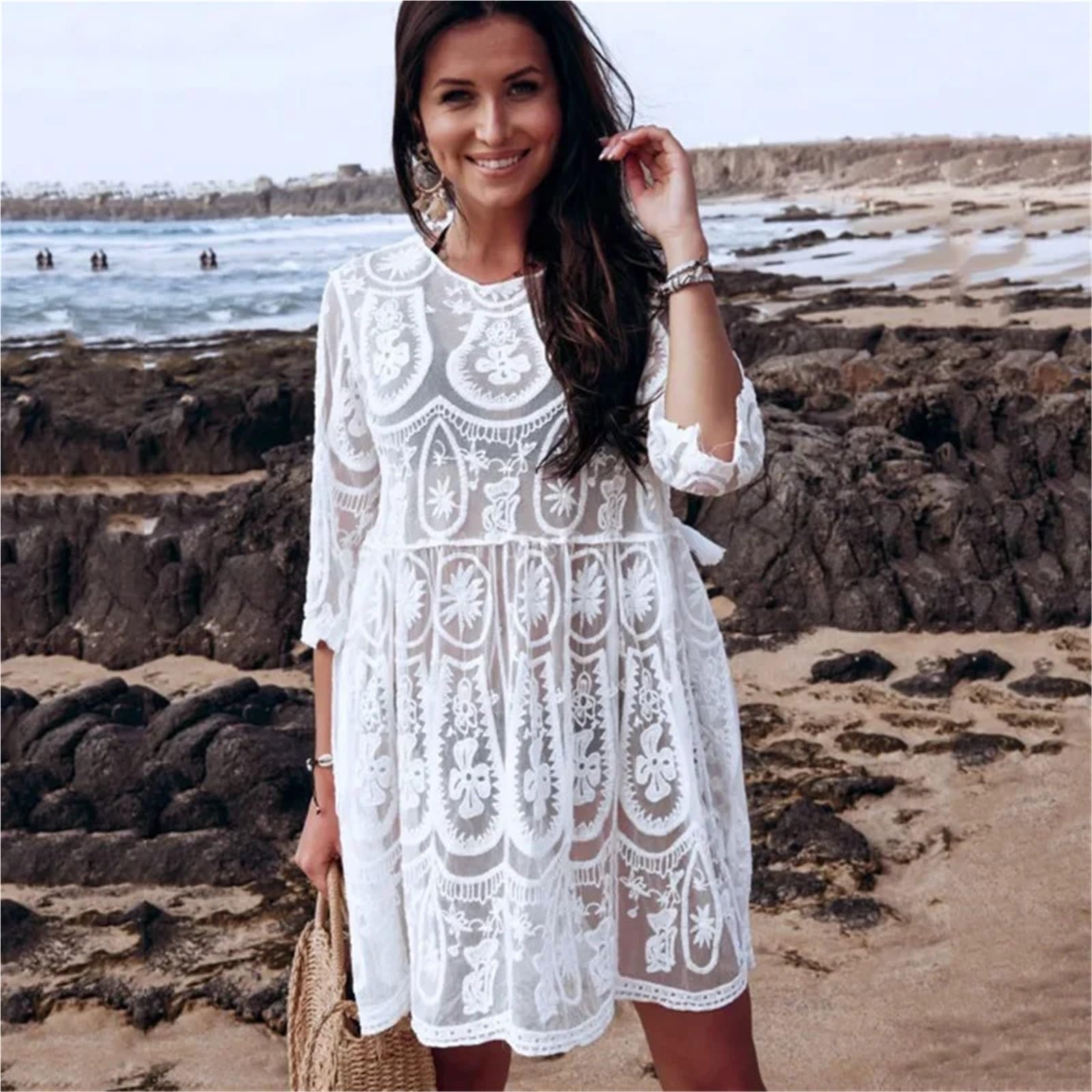 Mini Cache-Maillot de Plage en Dentelle Transparente