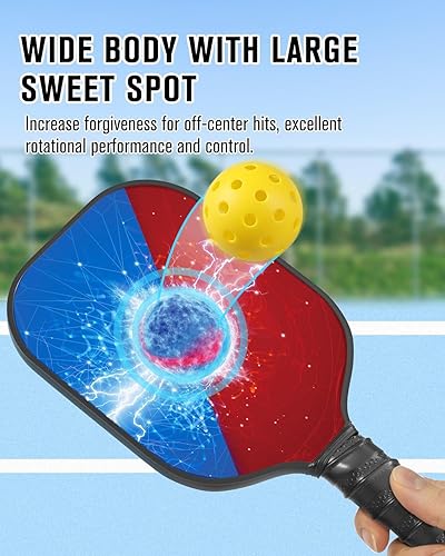 Miniatura 7 de KTRIO Juego de 2 palas de pickleball ligeras, palas de pickleball de fibra de vidrio aprobadas por USAPA con agarre antideslizante que absorbe el