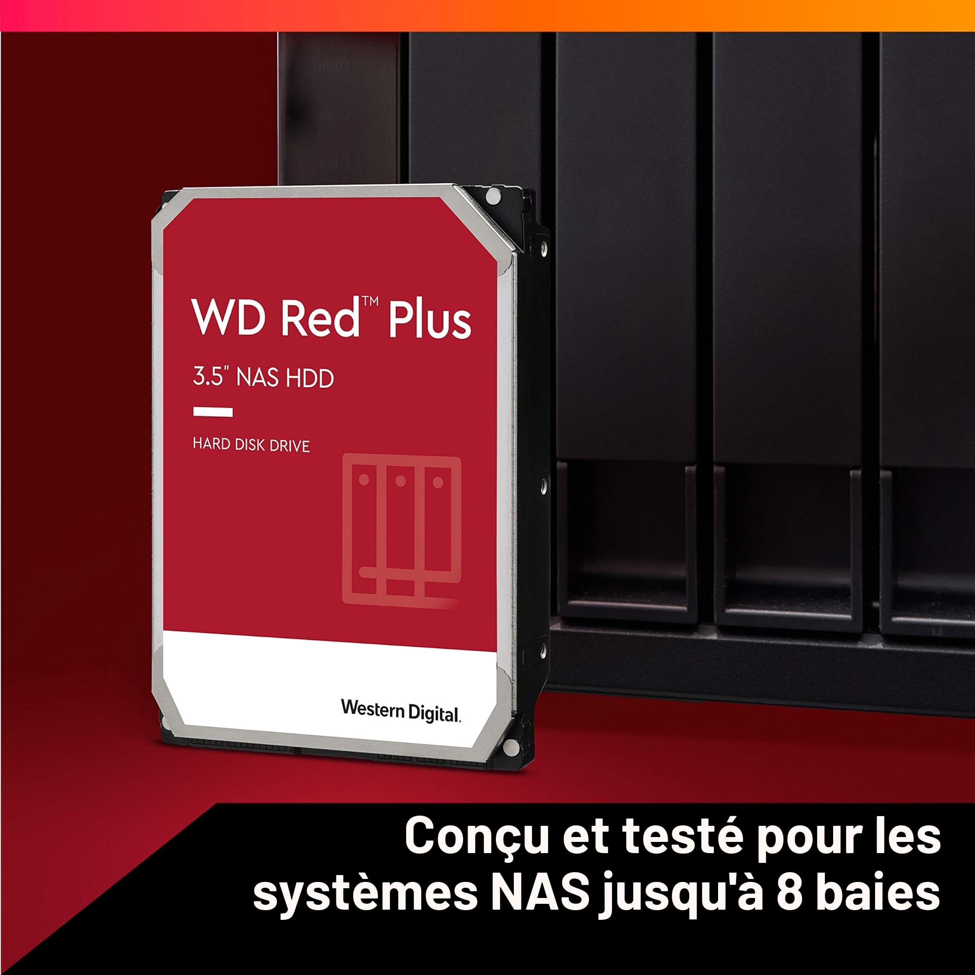 WD Red 4TB 3.0" NAS Disque dur interne - 5400 RPM Class, SATA 6 Gb/s, CMR, 64Mo Cache - WD40EFAX.