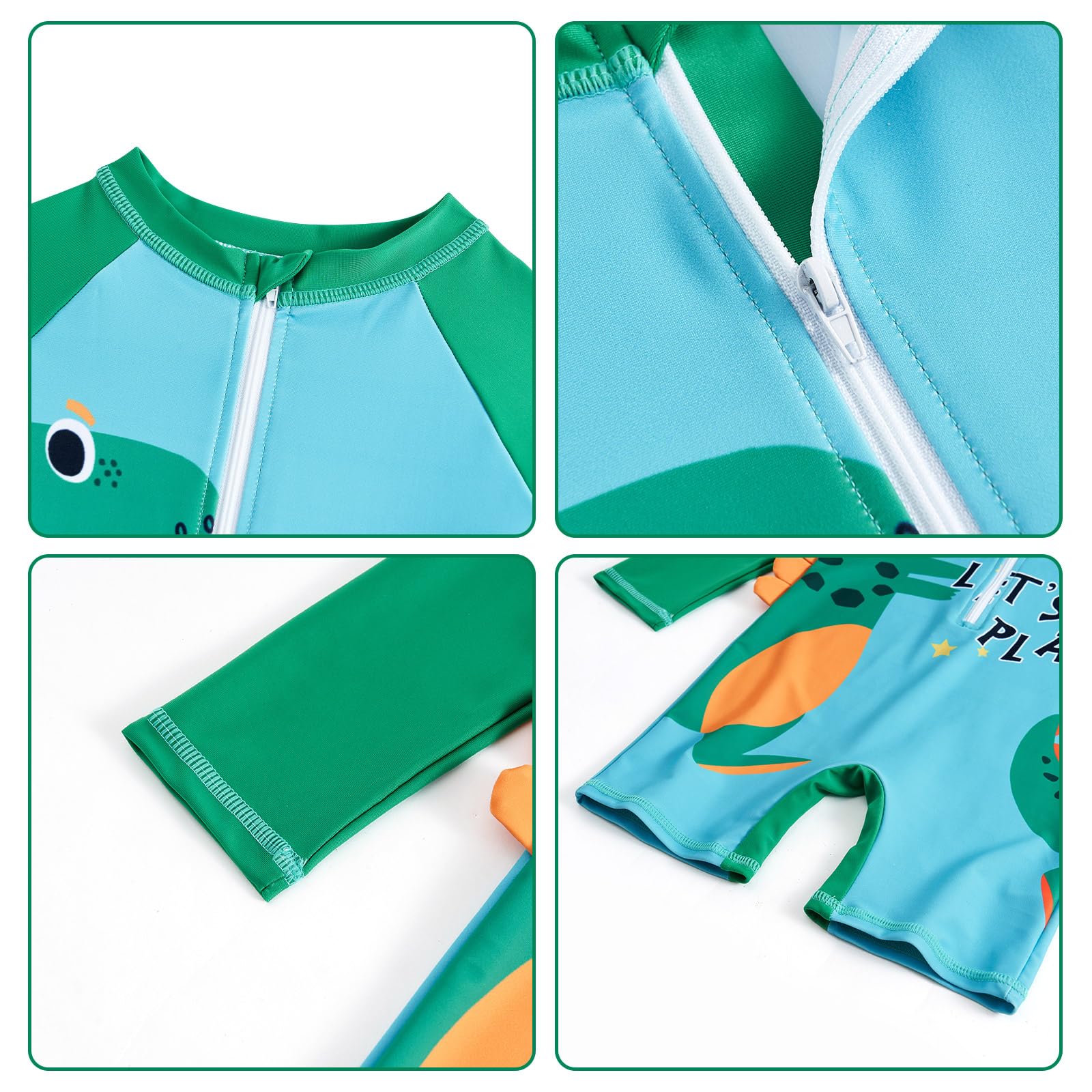 WYTbaby Costume da bagno intero a maniche lunghe, con cappello da sole, protezione UV, per bambini e bambine