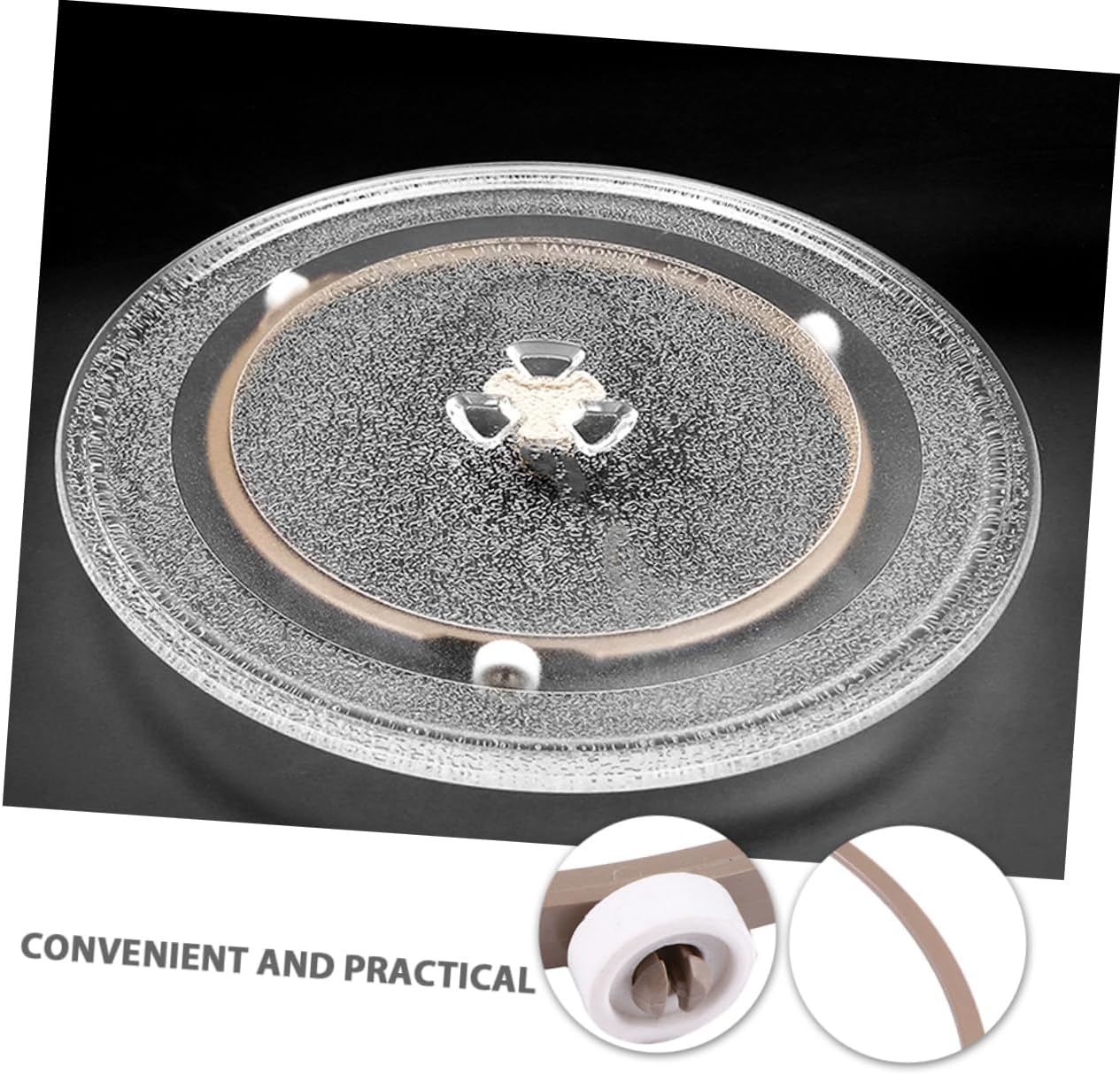2Pcs Microwave Oven Turntable Holder with Three Wheels Oven Tray Ring for Plates Microwave Rack for Smooth Rotation and Enhanced Heating