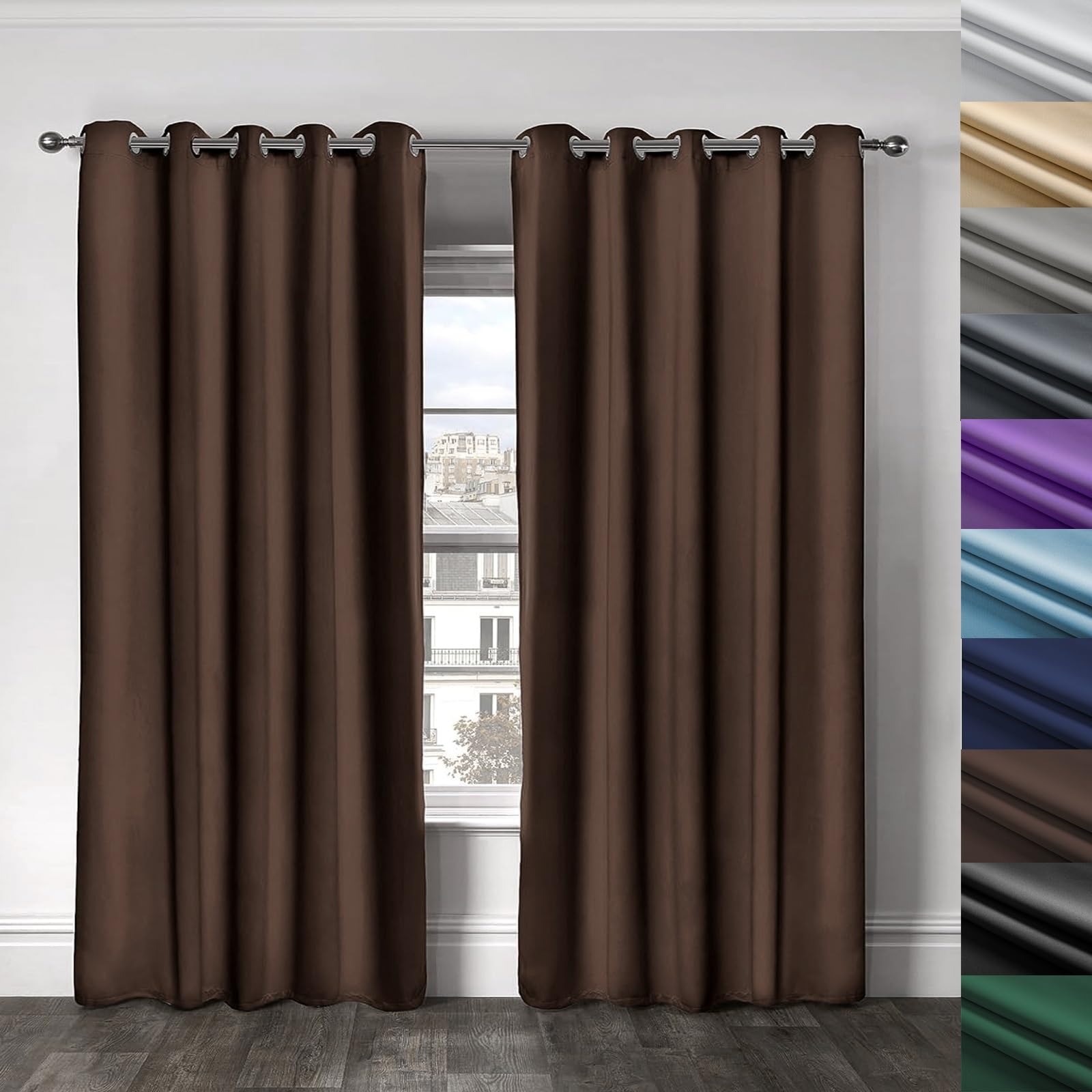 Rideaux occultants pour chambre et cuisine marron moderne 140x240cm