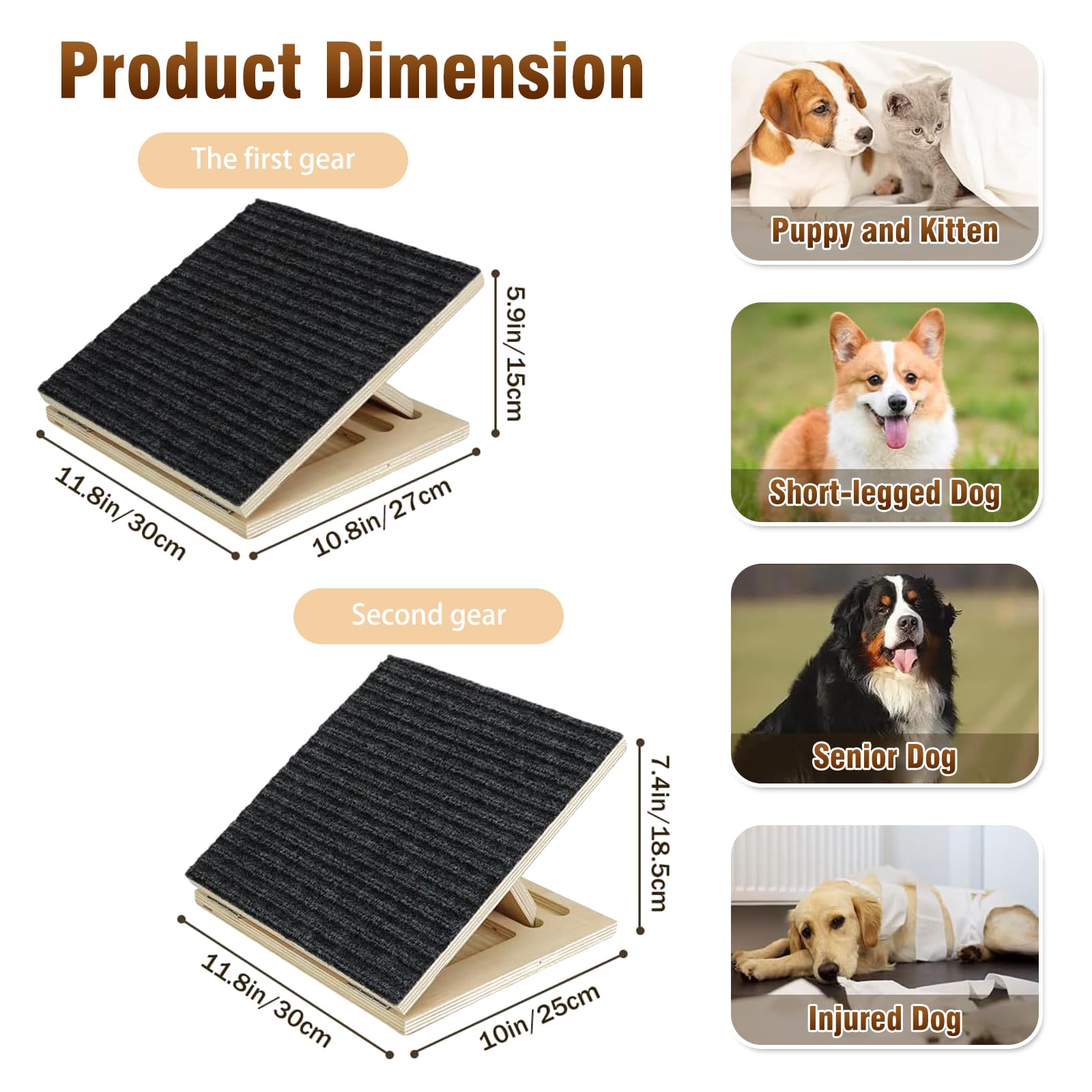 Rampe Chien, Escalier pour Chien Voiture Pliable, Antidérapant Et Sécurisé, Pas Besoin D’Assemblage, Rampe pour Animaux aux Pattes Courtes, Agés Ou Blessés