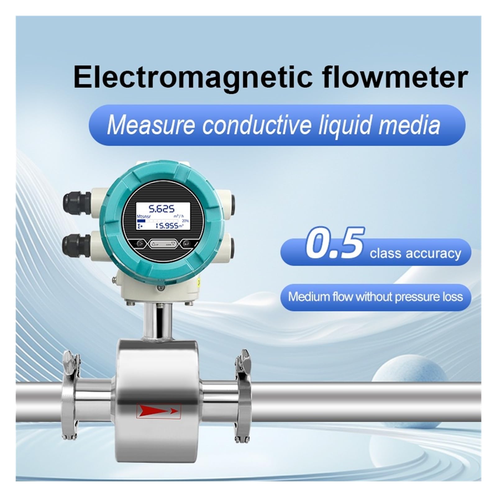 Caudalímetro electromagnético for líquidos, for agua de mar conductora y aguas residuales limpias, DN10-DN50 Medición y respuesta rápidas(DN32)