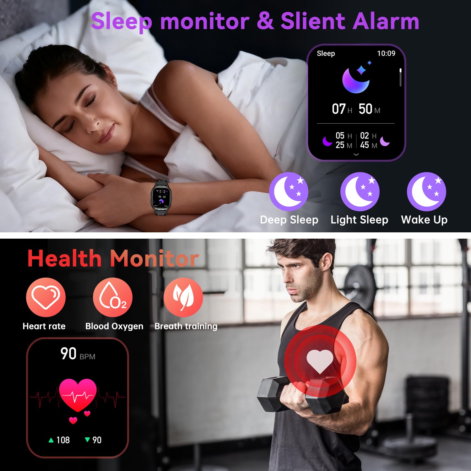 Smart Watch for Men Fitness Tracker: Waterproof Military Digital Mens Watches Running Make Answer Call Smartwatch Android Phone iPhone Samsung Compatible Sleep SpO2 Heart Rate Monitor Step Pedometer