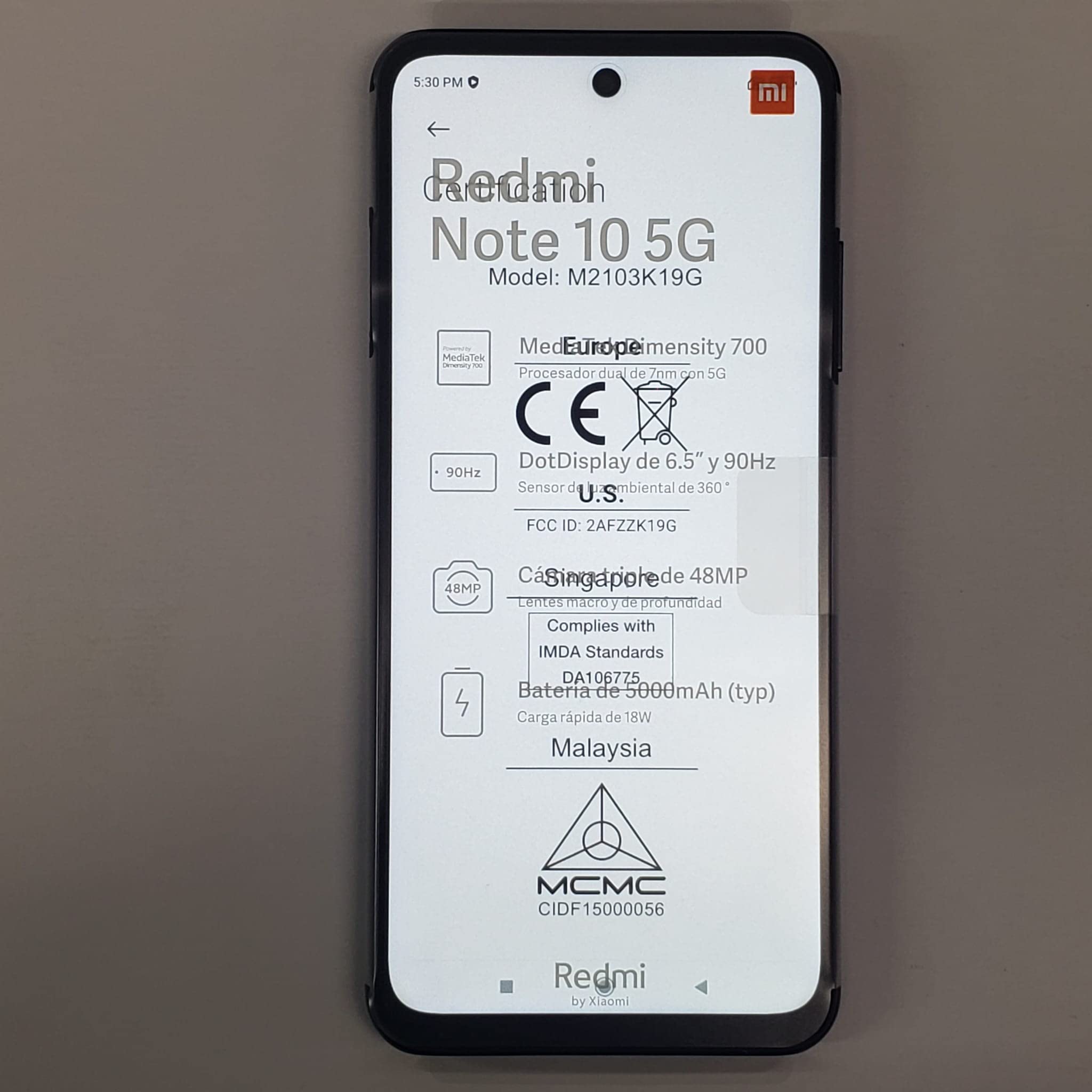 Xiaomi Redmi Note 10 5G 6gb 128gb (Azul) : : Electrónicos