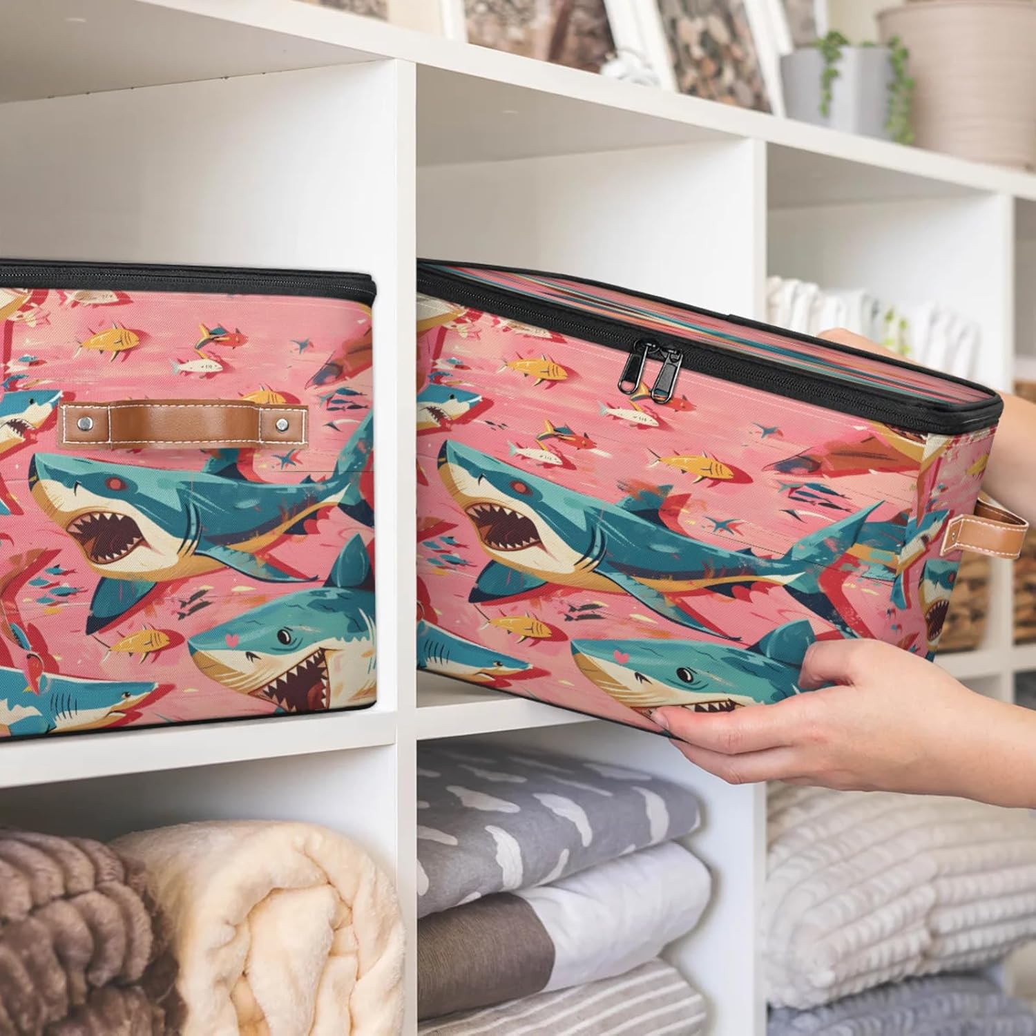 2-Pack Storage bins with lids - 26 quart organizer bins - Collapsible fabric storage bins with sturdy handles and double zipper tops - Versatile for home, toys, dorm rooms