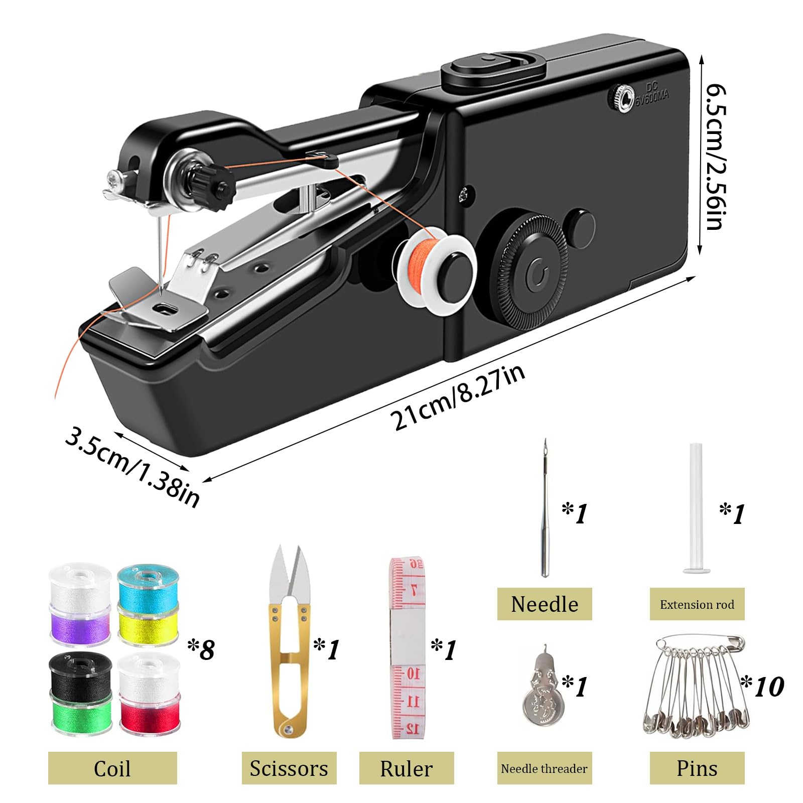 HhBdy Macchina da Cucire Portatile, Macchina Cucire Portatile Ricaricabile Sewing Machine Piccolo, Cucitrice Pratico, Cucito Accessori per Fai Da Te Abbigliamento Tessuto Tende