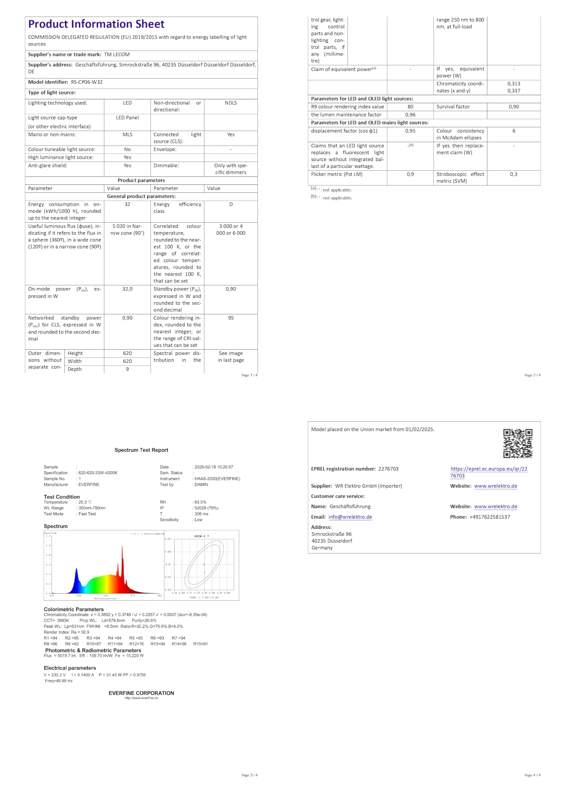 LECOM LED Rasterleuchte Neutralweiß UGR19 CRI90 3960lm Büro Arbeitsplatzleuchte