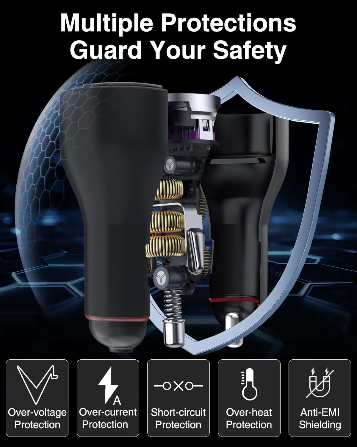 Starlink Mini Car Adapter 15FT Starlink Mini Cable Accessories PD 100W Fast Charging USB C Car Charger DC 12V 24V Cigarette Lighter Power Adapter with Digital Display for Cars RVs Trucks Yachts