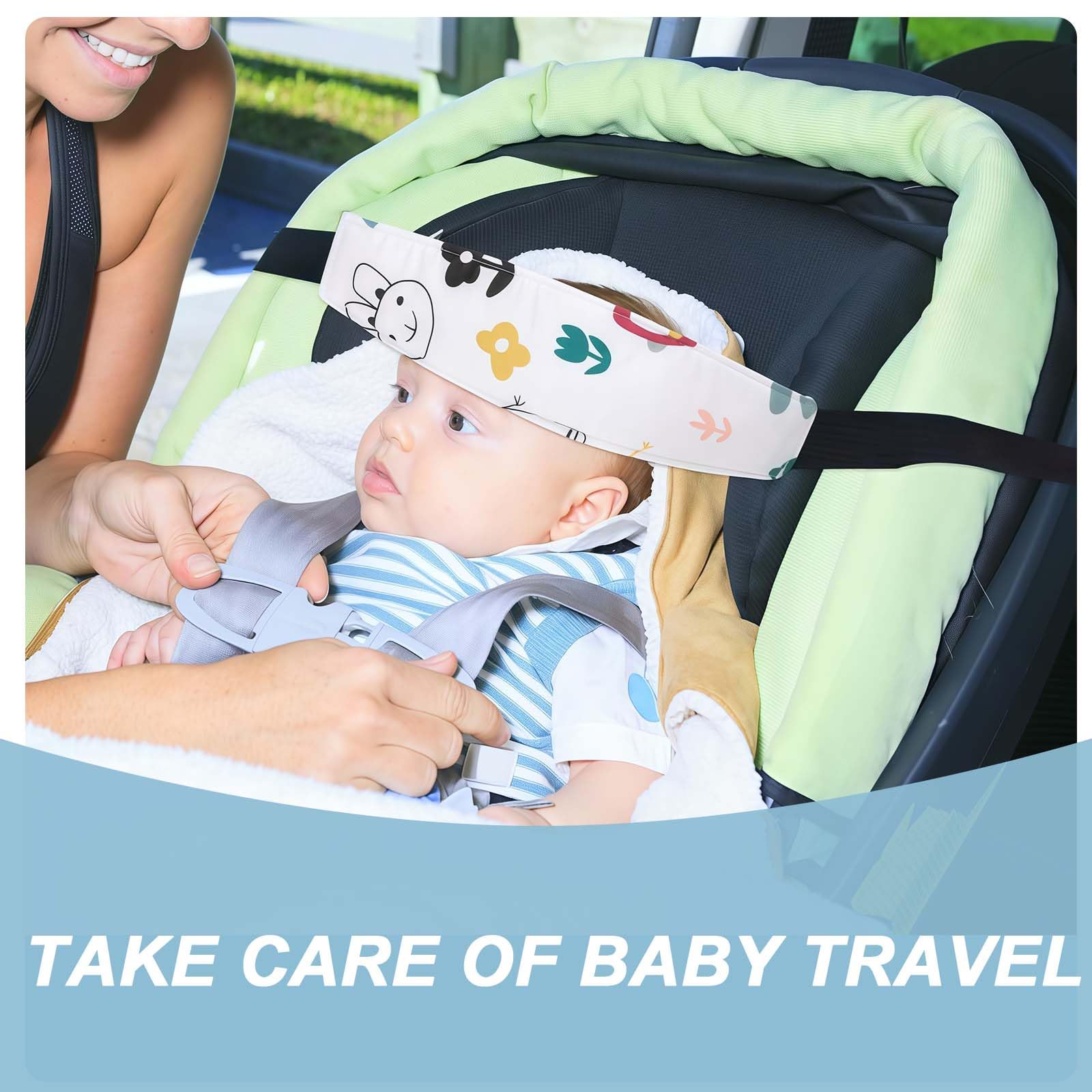 3 Poggiatesta per auto per bambini in cotone, accessori per seggiolino per bambini, fascia per la testa, regolabile, supporto per la testa per auto e passeggino