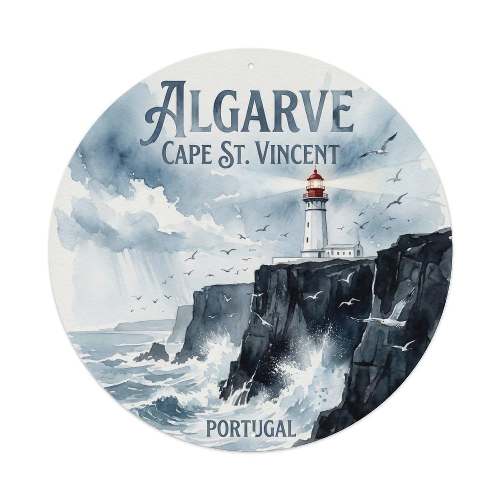 Olhnbad Style Portugal Algarve Sagres Lighthouse Portuguese Heritage Metal Tin Sign