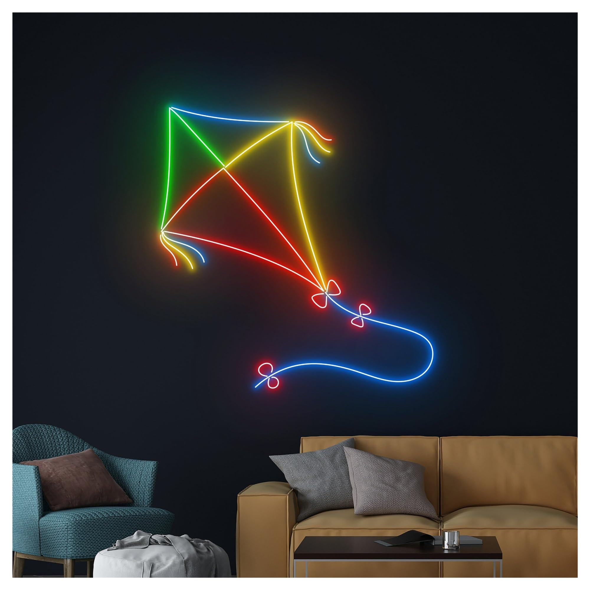 Luces de neón Letrero De Neón Cometa Para Habitación, Decoración Pareja Para Escaparates, Entradas Negocios, Pared Brillante 55cm