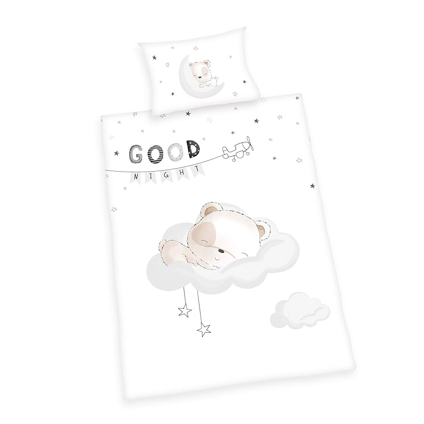 Immagine del prodotto Herding Baby Best Set di Biancheria da Letto, Flannel, Bianco, 100 x 135 cm, 40 x 60 cm