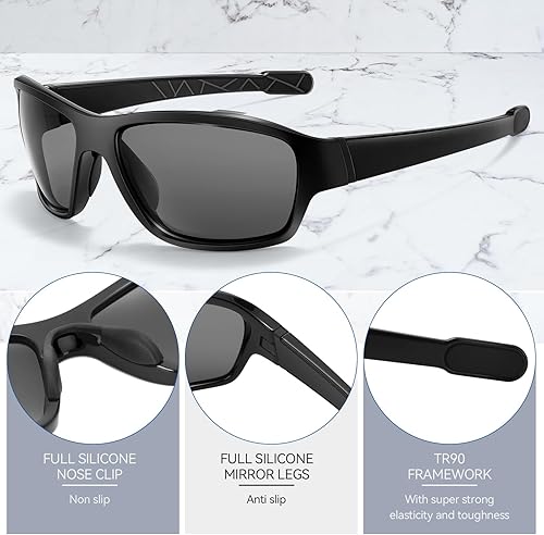 Miniatura 4 de Dollger Gafas de sol deportivas polarizadas para hombres, 100% protección UV, gafas de correr para mujeres, béisbol, ciclismo, golf, pesca