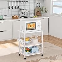 Vista 2 de Mr IRONSTONE Carrito de microondas de 23.7 pulgadas para espacio pequeño, soporte de microondas de 3 niveles, carrito de café, carrito de cocina