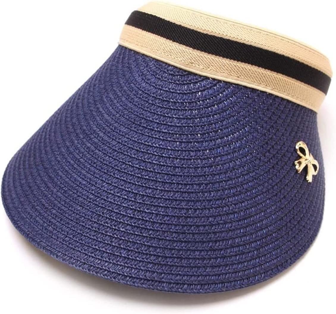 Casquette Visiere Femme, Summer Chapeau De Soleil D'été pour Femme avec Nœud À Large Bord, Plage pour Pliable, Chapeau de Plage