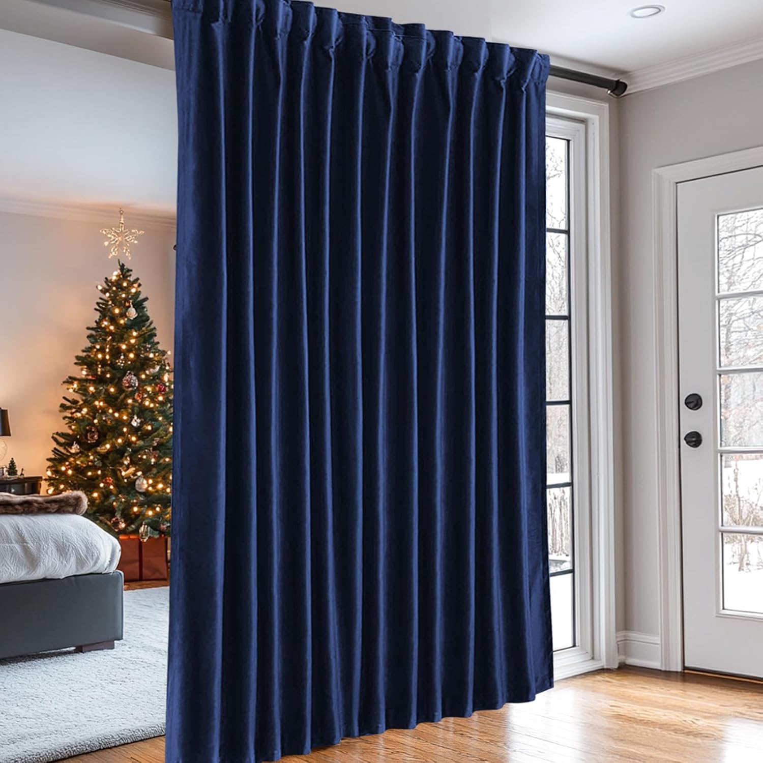 Dreaming Casa Velvet Room Darkening Curtains 84 Inches Long, Blackout Window Treatment Drapes, Rod Pocket & Back Tab Curtain for Bedroom Living Room, Royal Blue, 1 Panel, 100" W x 84" L