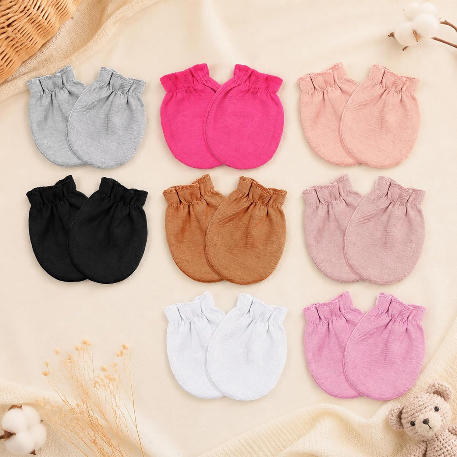 hoyuwak 8Pair Newborn Baby Mittens No Scratch Infant Gloves