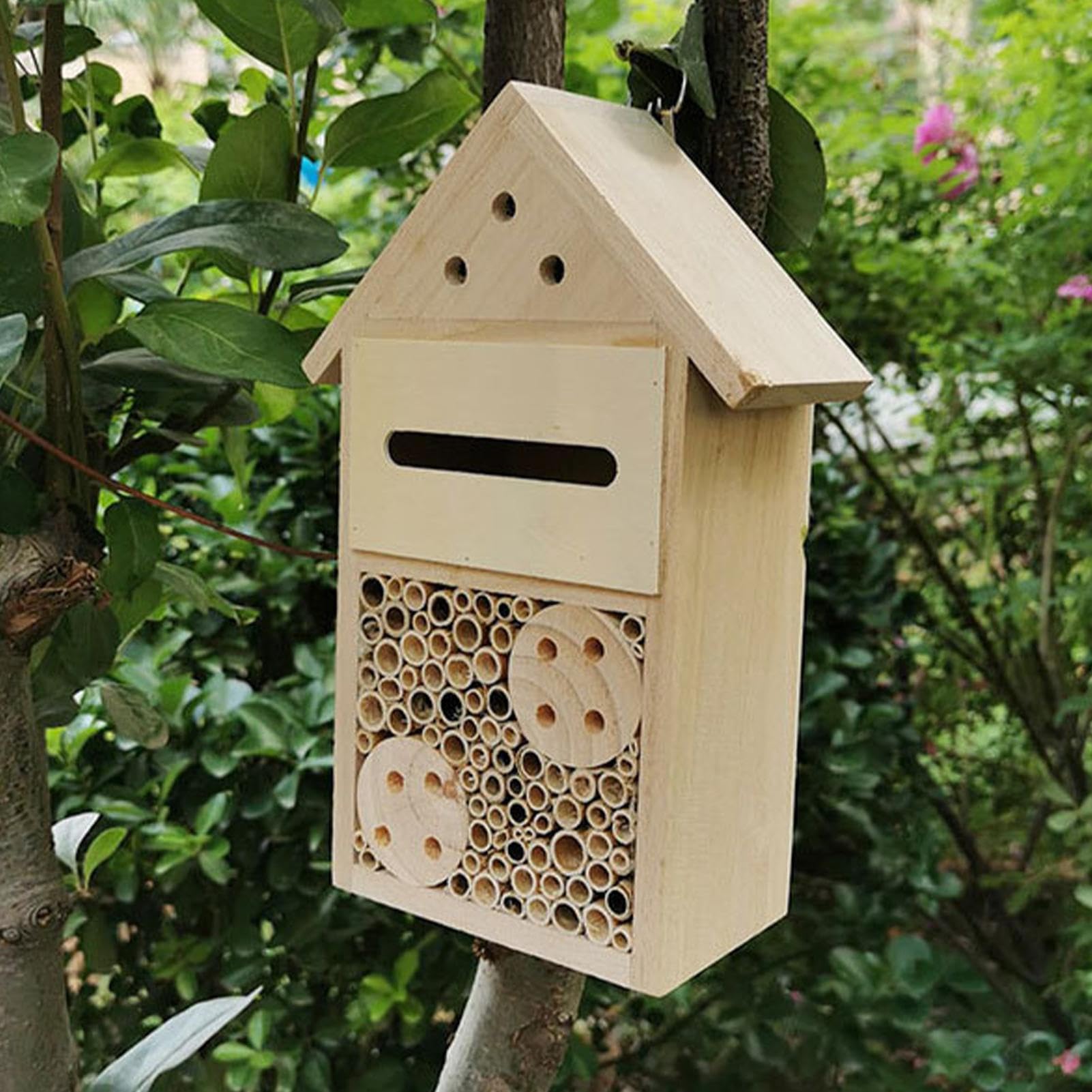 Bee Bricks | Wooden Bee Hotel | Bee Hive for Gardens | Bee Brick for Solitary Bees | Beekeeping House for Lawn| In-sects hotels for Mason & Leafcutter Bees | Bee Box for Ladybirds Butterflies
