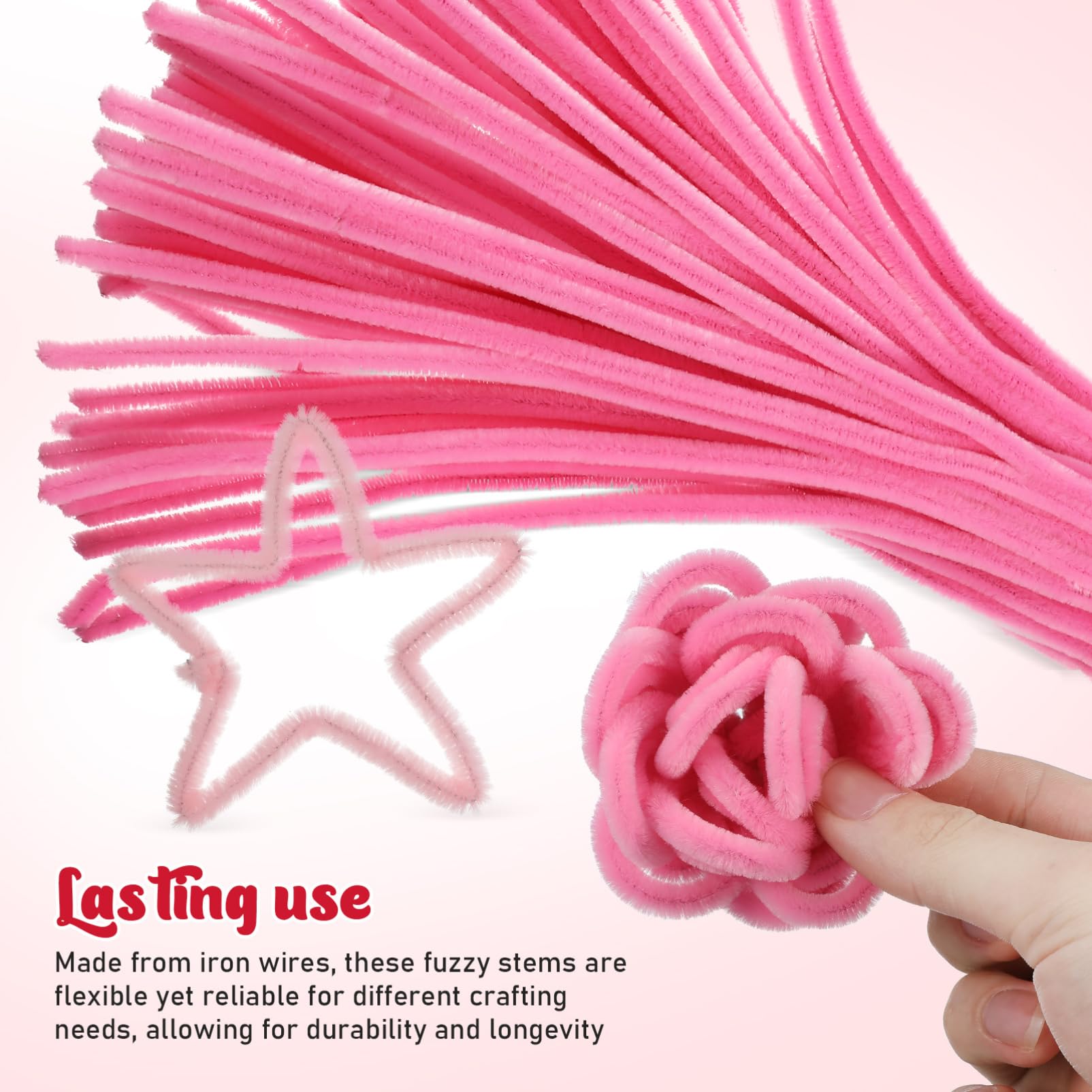 KALLORY Twisting Rods Set 200 Pcs Chenille Stems Pipe Cleaners for Crafting Fuzzy Craft Sticks Soft Flexible for Kids Adults